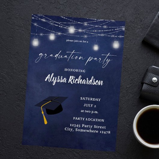 Budget Afstuderen Pet Chalkboard Partij Blauw Flyer