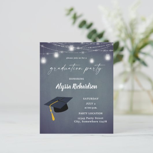 Budget Afstuderen Pet Chalkboard Partij Blauwe Gra (Staand voorkant)