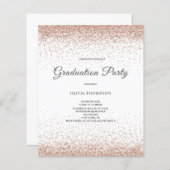 Budget Afstuderen Roze Glitter Party Uitnodiging (Voorkant / Achterkant)
