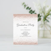 Budget Afstuderen Roze Glitter Party Uitnodiging (Staand voorkant)