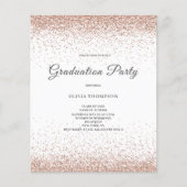 Budget Afstuderen Roze Glitter Party Uitnodiging (Voorkant)