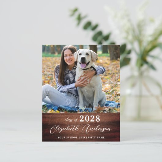 Budget Afstuderen Rustiek Eenvoudige foto-uitnodig (Staand voorkant)