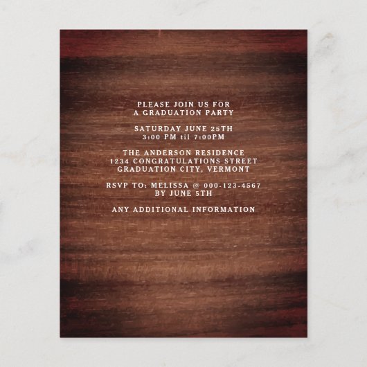 Budget Afstuderen Rustiek Eenvoudige foto-uitnodig (Achterkant)