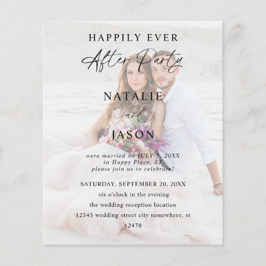 Budget After Party Foto Huwelijksreceptie Flyer (Voorkant)