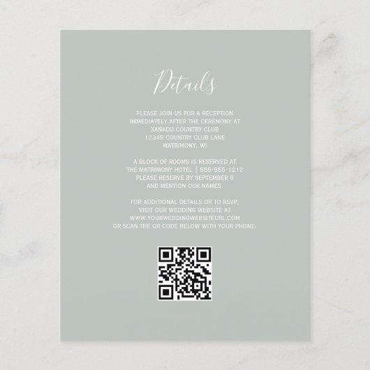 Budget Agaat Blush Sage Groene QR Code Trouwen (Achterkant)