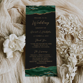 Budget Agaat Emerald Green Dark Wedding Programma