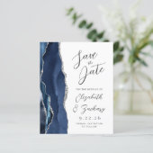 Budget Agaat Marine Blauw Zilver Script Save the D (Staand voorkant)
