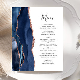 Budget Agaat Navy Blue Roos Gold Wedding Menu