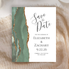 Budget Agaat Sage Green Gold Save the Date