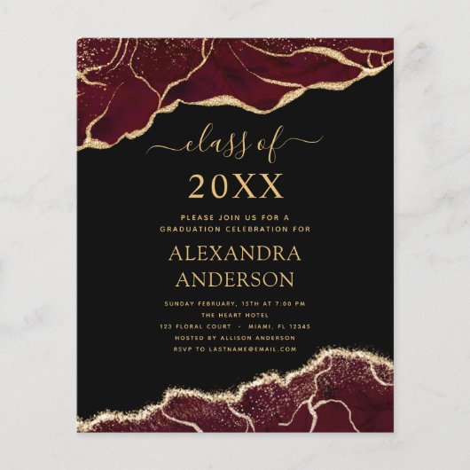 Budget Agate Afstudeerklas 2023 Burgundy Flyer (Voorkant)
