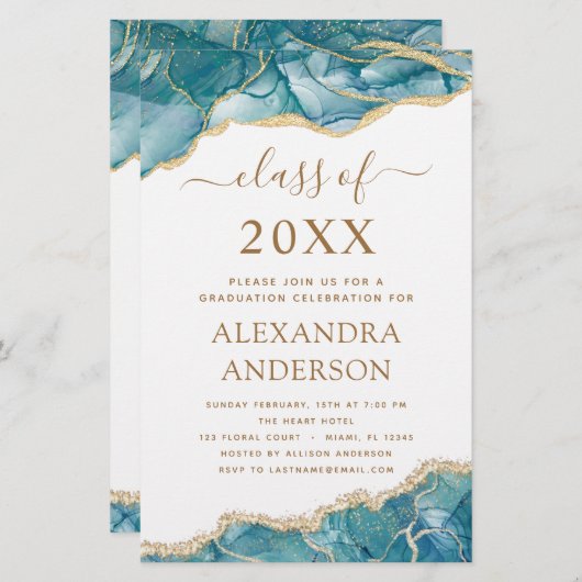 Budget Agate Afstuderen 2022 Blauwgroen Gold Blue (Voorkant / Achterkant)