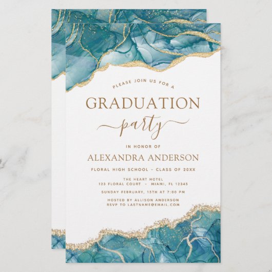 Budget Agate Afstuderen 2022 Blauwgroen Gold Blue (Voorkant / Achterkant)