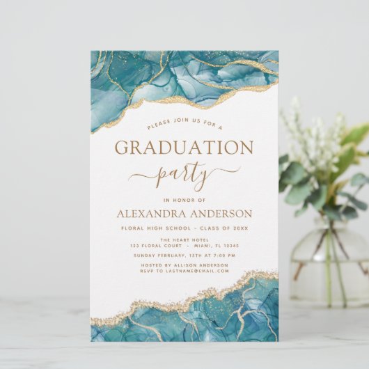 Budget Agate Afstuderen 2022 Blauwgroen Gold Blue (Staand voorkant)