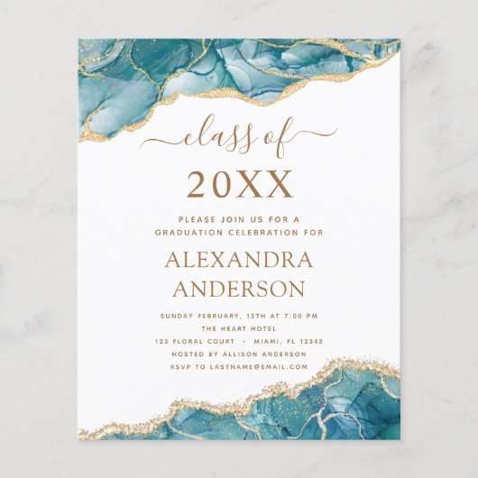 Budget Agate Afstuderen 2023 Blauwgroen Gold Blue Flyer (Voorkant)