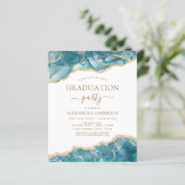 Budget Agate Afstuderen 2023 Blauwgroen uitnodigin (Staand voorkant)