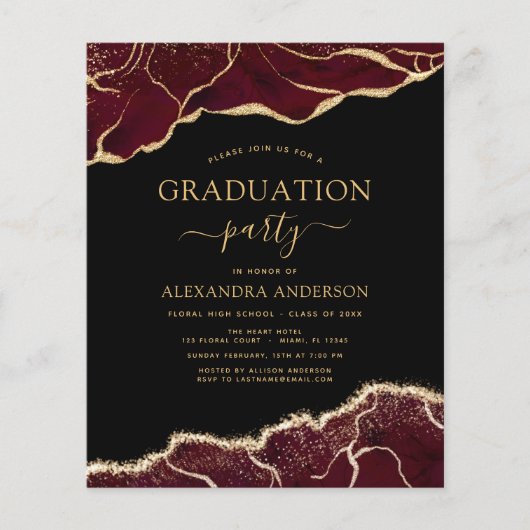 Budget Agate Afstuderen 2023 Burgundy Gold Flyer (Voorkant)