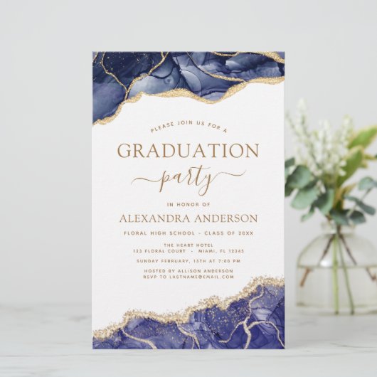 Budget Agate Afstuderen 2023 Navy Blue Gold (Staand voorkant)