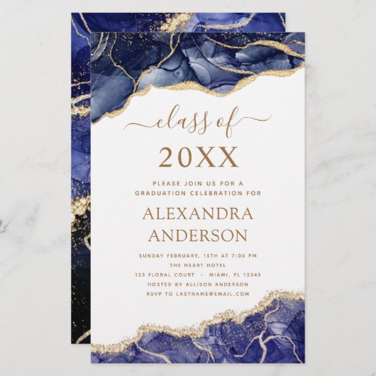 Budget Agate Afstuderen Klasse 2022 Navy Blue (Voorkant / Achterkant)