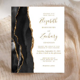 Budget Agate Black Gold Modern Wedding Uitnodiging
