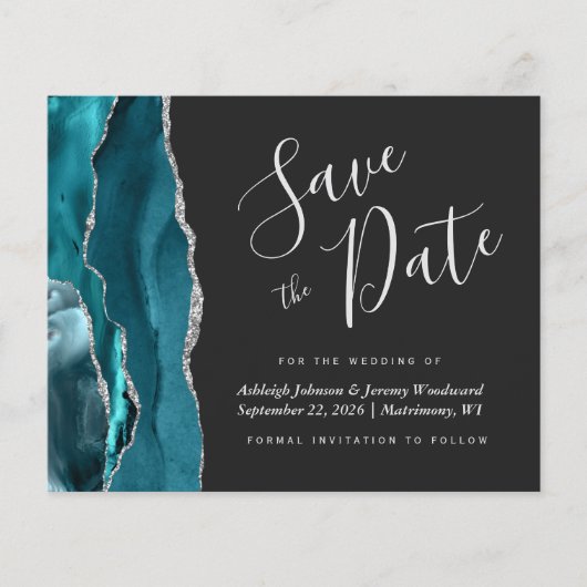 Budget Agate Blauwgroen Blue Silver Dark Save the  (Voorkant)