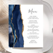 Budget Agate Blue Gold Wedding Menu