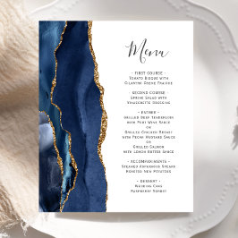 Budget Agate Blue Gold Wedding Menu