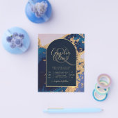 Budget Agate Blue Gold Wedding nodigt QR Code RSVP Flyer (Enkel)