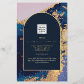 Budget Agate Blue Gold Wedding nodigt QR Code RSVP Flyer (Achterkant)