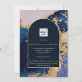 Budget Agate Blue Gold Wedding nodigt QR Code RSVP Kaart (Achterkant)