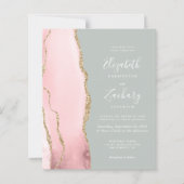 Budget Agate Blush Sage Green Wedding Uitnodiging (Voorkant)