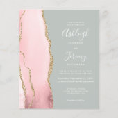 Budget Agate Blush Salie Groene Trouw Uitnodiging (Voorkant)