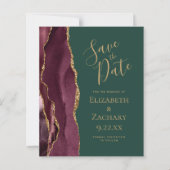 Budget Agate Bourgondië Goud Groen Save the Date (Voorkant)