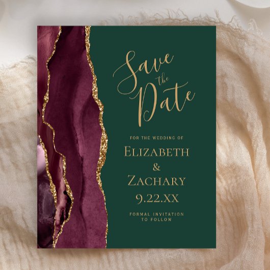 Budget Agate Bourgondië Goud Groen Save the Date