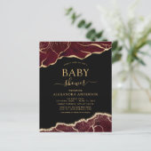 Budget Agate Burgundy Baby shower Gold Invitation (Staand voorkant)