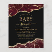 Budget Agate Burgundy Baby shower Gold Invitation (Voorkant)