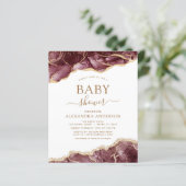 Budget Agate Burgundy Baby shower Gold Invitation (Staand voorkant)