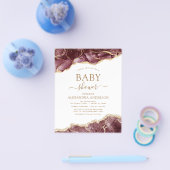 Budget Agate Burgundy Baby shower Gold Invitation Flyer (Enkel)