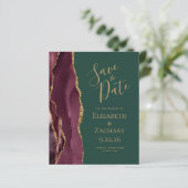 Budget Agate Burgundy Gold Green Save the Date (Staand voorkant)