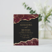 Budget Agate Burgundy Gold Weduwde Uitnodiging (Staand voorkant)