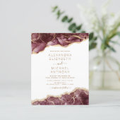 Budget Agate Burgundy Gold Weduwde Uitnodiging (Staand voorkant)