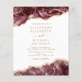 Budget Agate Burgundy Gold Weduwde Uitnodiging (Voorkant)