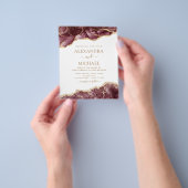 Budget Agate Burgundy Gold Weduwde Uitnodiging Flyer (Hand)