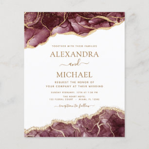Budget Agate Burgundy Gold Weduwde Uitnodiging Flyer