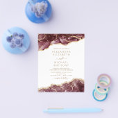 Budget Agate Burgundy Gold Weduwde Uitnodiging Flyer (Enkel)