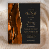 Budget Agate Burnt Oranje Dark Wedding Uitnodiging