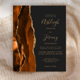 Budget Agate Burnt Oranje Dark Wedding Uitnodiging