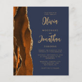 Budget Agate Burnt Oranje marine Blue Wedding Invi (Voorkant)