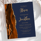 Budget Agate Burnt Oranje marine Blue Wedding Invi