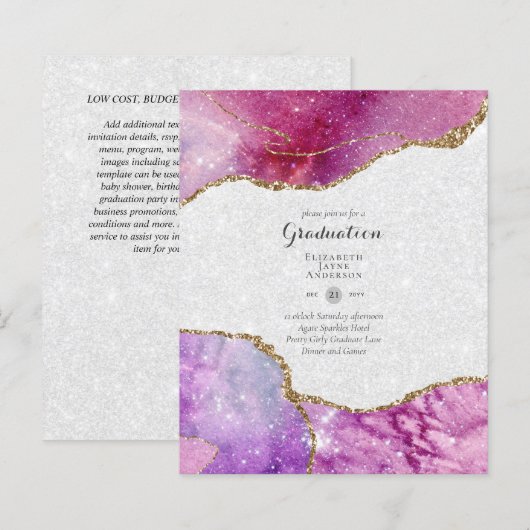 BUDGET Agate EINDEJAARSFEEST Uitnodigingen Glitter (Voorkant / Achterkant)