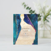 BUDGET Agate EINDPARTY Uitnodigingen Glitter Glamo (Staand voorkant)